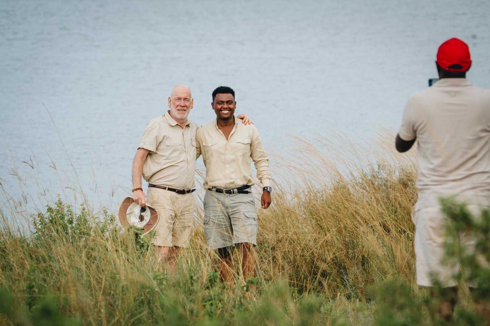 Naaman Kissila with a safari guest in Tanzania